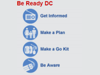 Be Ready DC: Get Involved; Make a Plan, Make a Go Kit; and Be Aware